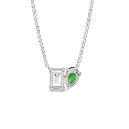 Toi Et Moi Pear-Cut Emerald & Emerald Diamond Pendant