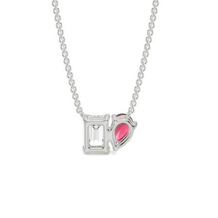 Toi Et Moi Pear-Cut Ruby & Emerald Diamond Pendant