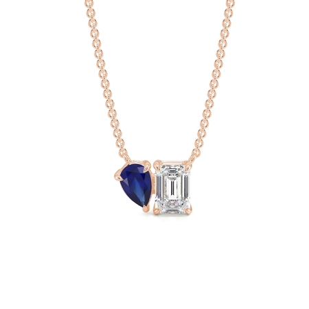 Toi Et Moi Pear-Cut Blue Sapphire & Emerald Diamond Pendant