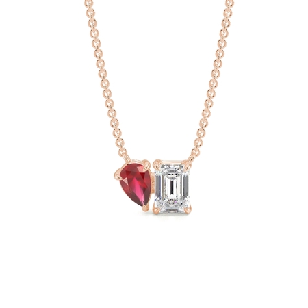 Toi Et Moi Pear-Cut Ruby & Emerald Diamond Pendant