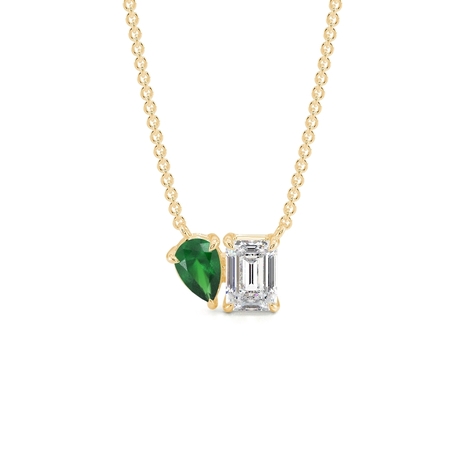 Toi Et Moi Pear-Cut Emerald & Emerald Diamond Pendant