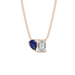 Toi Et Moi Pear-Cut Blue Sapphire & Emerald Diamond Pendant