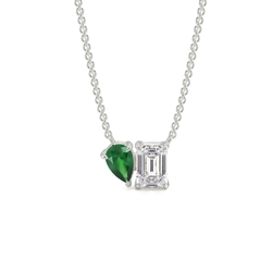 Toi Et Moi Pear-Cut Emerald & Emerald Diamond Pendant