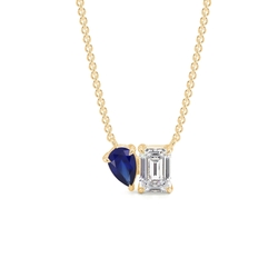 Toi Et Moi Pear-Cut Blue Sapphire & Emerald Diamond Pendant