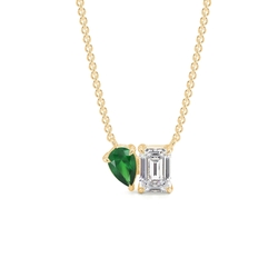 Toi Et Moi Pear-Cut Emerald & Emerald Diamond Pendant