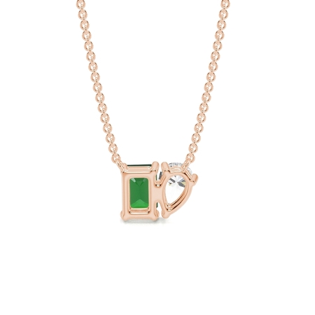 Toi Et Moi Pear Diamond & Emerald-Cut Emerald Diamond Pendant