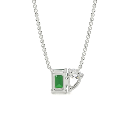 Toi Et Moi Pear Diamond & Emerald-Cut Emerald Diamond Pendant