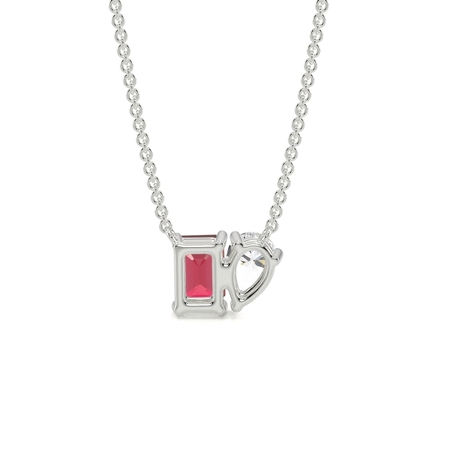 Toi Et Moi Pear Diamond & Emerald-Cut Ruby Diamond Pendant