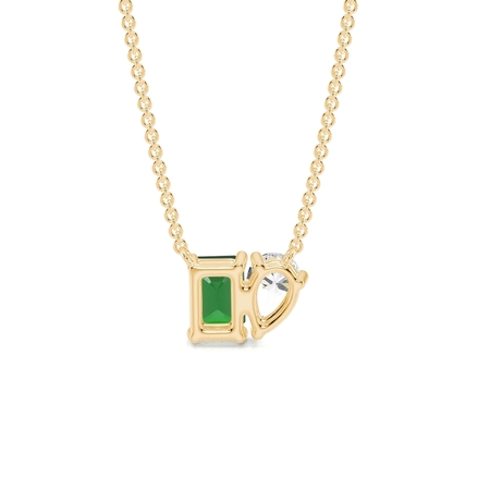 Toi Et Moi Pear Diamond & Emerald-Cut Emerald Diamond Pendant
