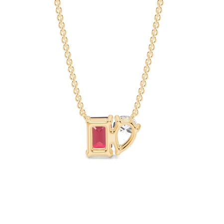 Toi Et Moi Pear Diamond & Emerald-Cut Ruby Diamond Pendant