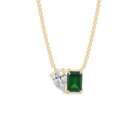 Toi Et Moi Pear Diamond & Emerald-Cut Emerald Diamond Pendant