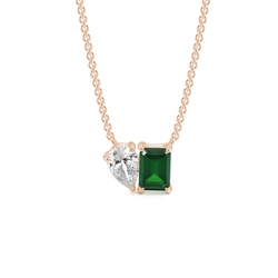 Toi Et Moi Pear Diamond & Emerald-Cut Emerald Diamond Pendant