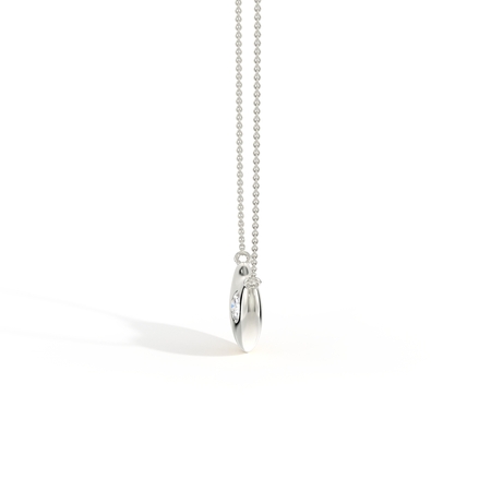 Silver Sculpted Single Diamond Heart Pendant