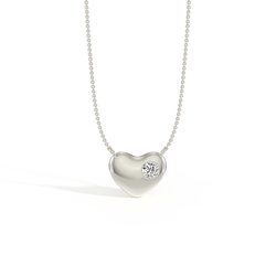 Silver Sculpted Single Diamond Heart Pendant