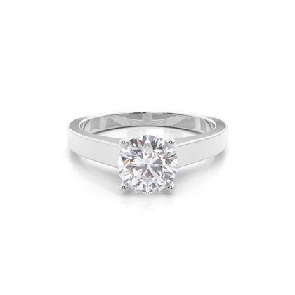 White Gold Round Moissanite Engagement Ring