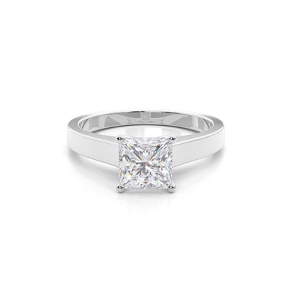 White Gold Round Moissanite Engagement Ring