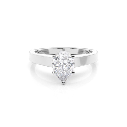 White Gold Round Moissanite Engagement Ring