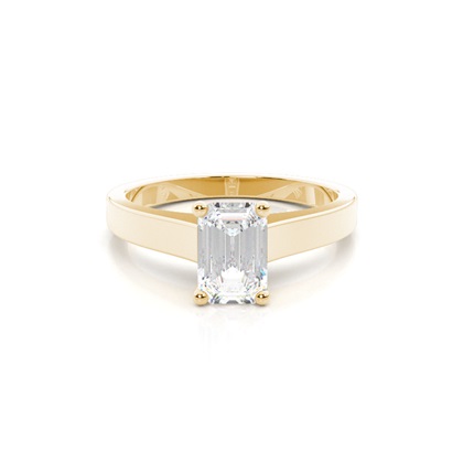 Emerald Yellow Gold Solitaire Diamond Engagement Rings