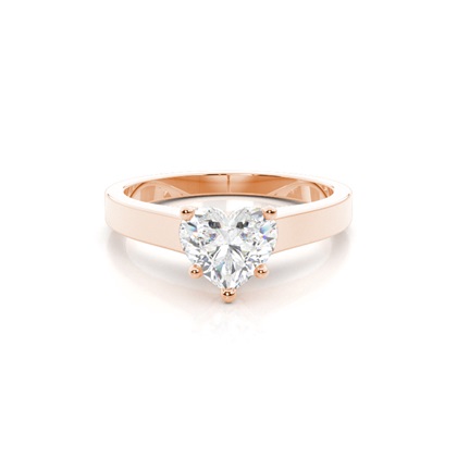 Heart Rose Gold Solitaire Diamond Rings