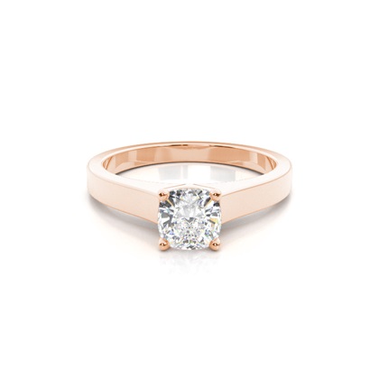 Cushion Rose Gold Solitaire Diamond Engagement Rings