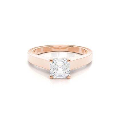 Asscher Rose Gold Solitaire Diamond Engagement Rings