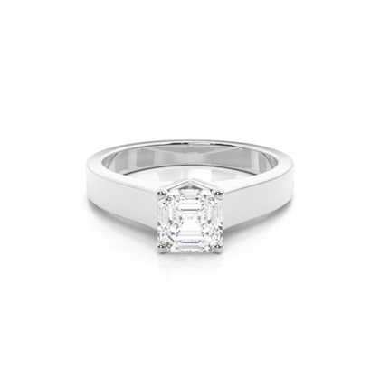 Asscher Solitaire Diamond Rings
