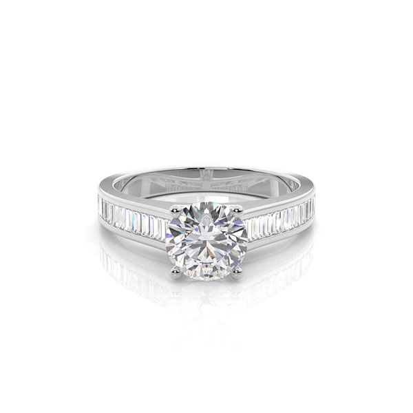 4 Prong Setting Large Side Stone Engagement Ring