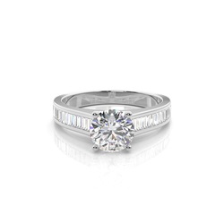 4 Prong Setting Large Side Stone Engagement Ring