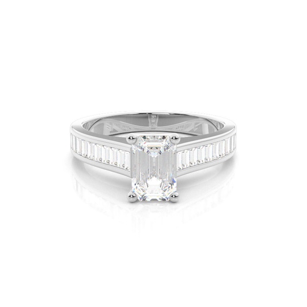4 Prong Setting Large Side Stone Engagement Ring