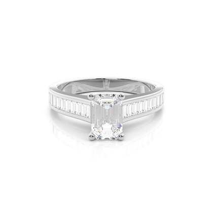 4 Prong Setting Large Side Stone Engagement Ring