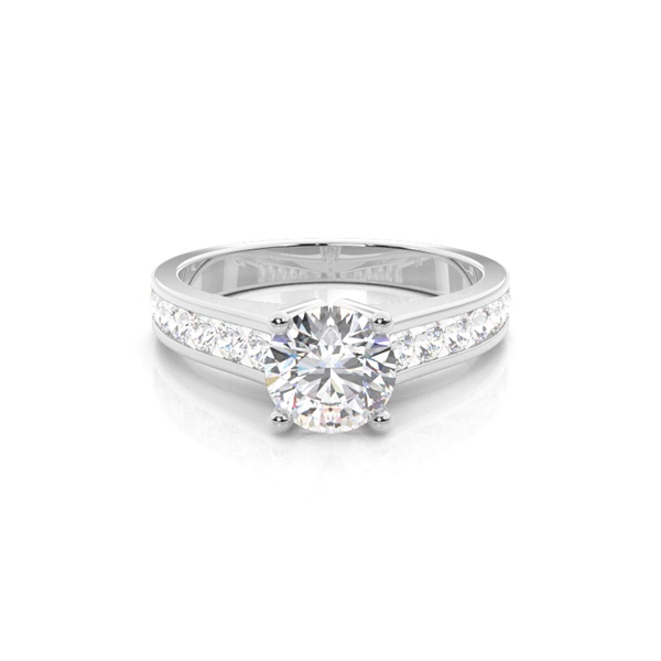 4 Prong Setting Large Side Stone Engagement Ring