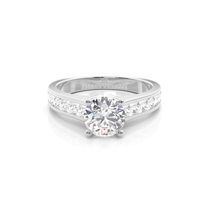 4 Prong Setting Large Side Stone Engagement Ring