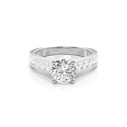 4 Prong Setting Large Side Stone Engagement Ring