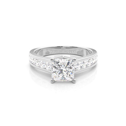 Princess Side Stone Diamond Engagement Rings