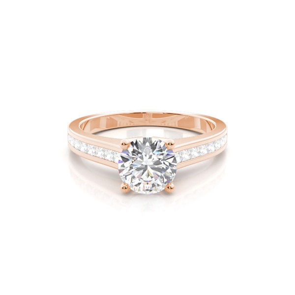 White Gold Round Side Stone Diamond Engagement Ring