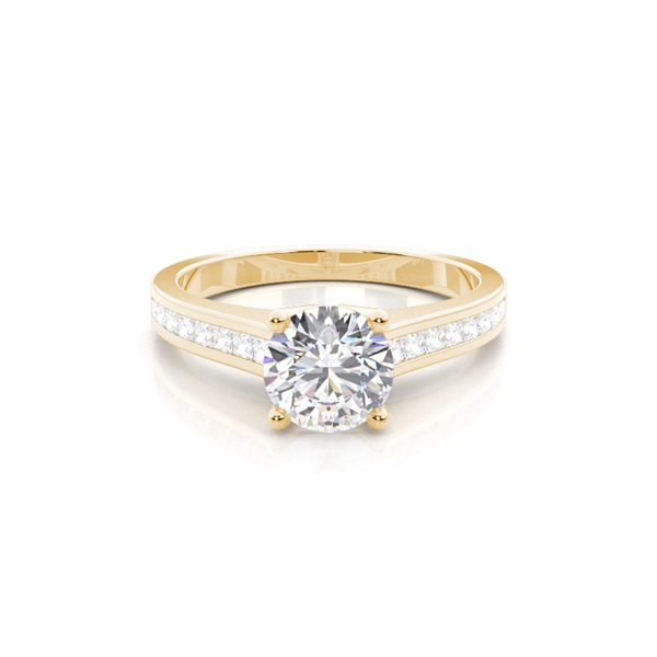 White Gold Round Side Stone Diamond Engagement Ring