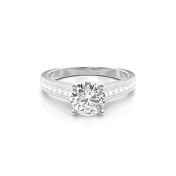 White Gold Round Side Stone Diamond Engagement Ring