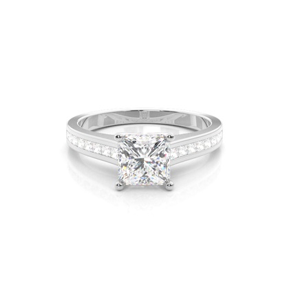 Princess Side Stone Diamond Engagement Rings
