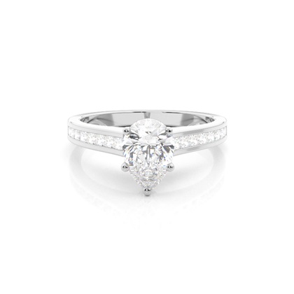 Pear Side Stone Diamond Engagement Rings