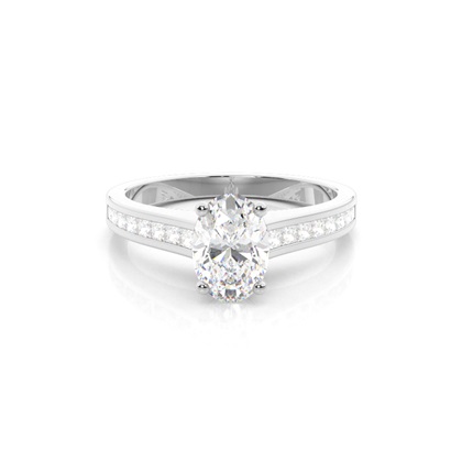 Oval Side Stone Diamond Engagement Rings