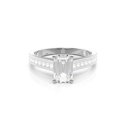 Emerald Side Stone Diamond Engagement Rings