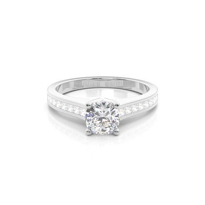 Cushion Side Stone Diamond Engagement Rings