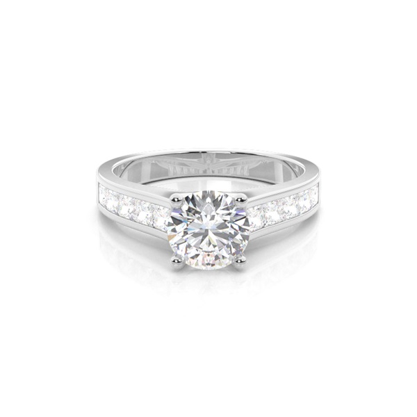 4 Prong Setting Large Side Stone Engagement Ring