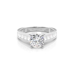 4 Prong Setting Large Side Stone Engagement Ring