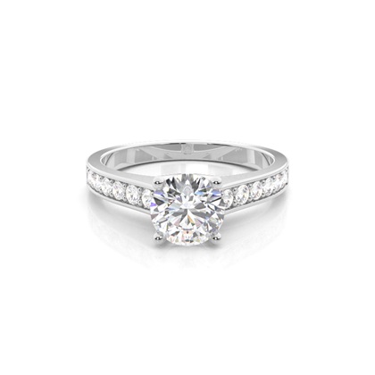 Round Side Stone Diamond Engagement Rings