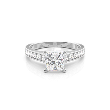 Princess Side Stone Diamond Engagement Rings