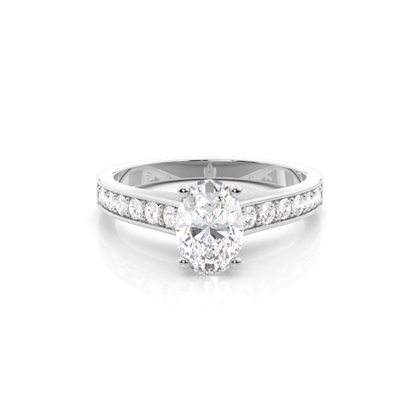 Oval Side Stone Diamond Engagement Rings