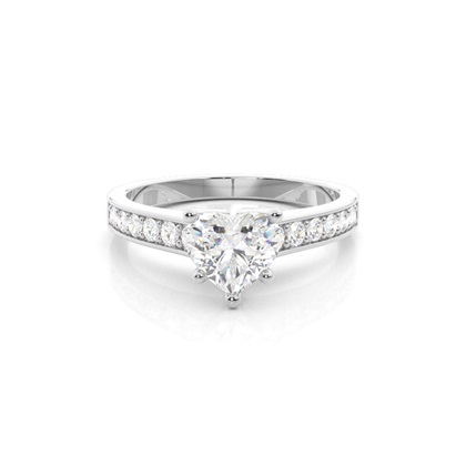Heart Side Stone Diamond Engagement Rings