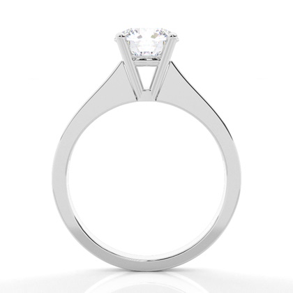 White Gold Round Side Stone Moissanite Engagement Ring