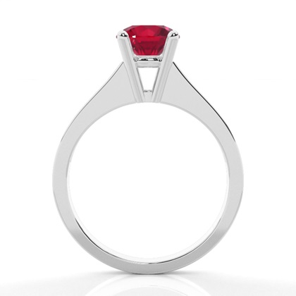 Side Stone Diamond With Round Ruby Engagement Ring